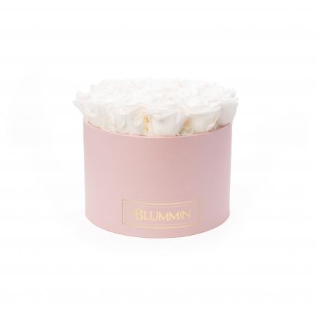 LARGE BLUMMIN - LIGHT PINK BOX WITH WHITE ROSES