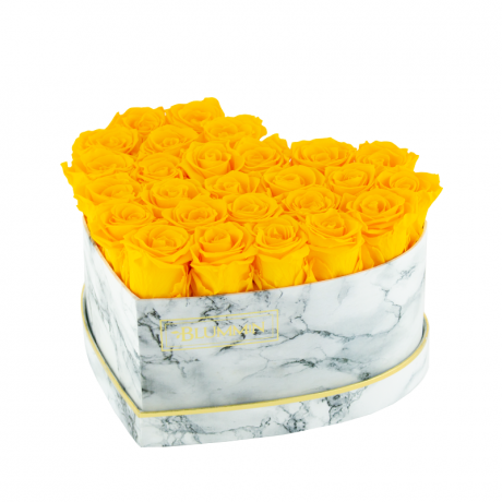 MARBLE FLOWER BOX WITH 25-27 YELLOW ROSES