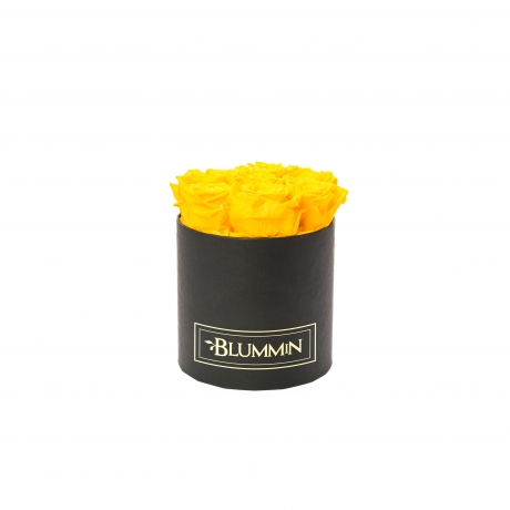 SMALL BLUMMiN - BLACK BOX WITH SUNNY YELLOW ROSES