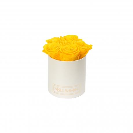 BLUMMIN MIDI CREAMY BOX WITH  YELLOW ROSES