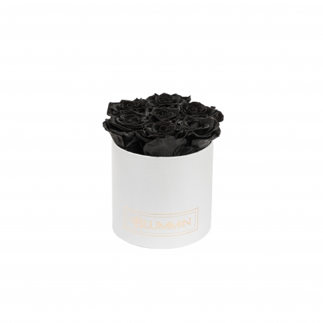 SMALL CLASSIC WHITE BOX WITH BLACK ROSES