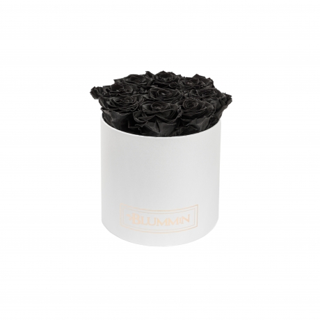 MEDIUM BLUMMIN WHITE BOX WITH BLACK ROSES