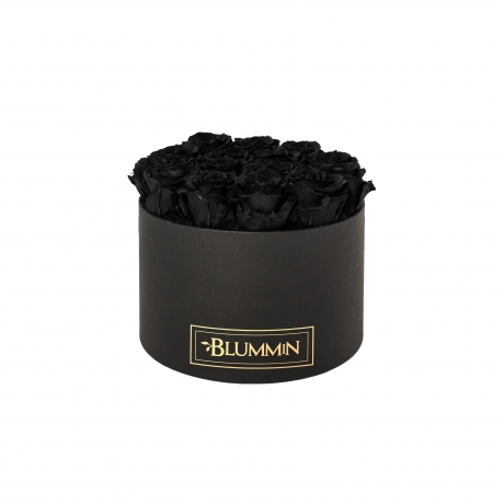LARGE CLASSIC BLACK BOX WITH BLACK ROSES