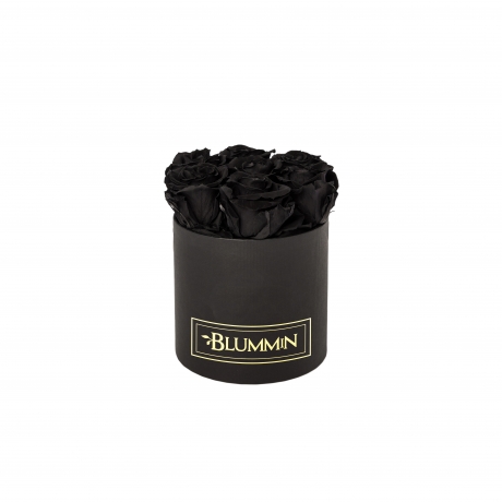 SMALL CLASSIC BLACK BOX WITH BLACK ROSES