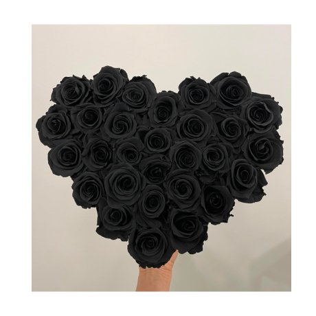 MARBLE FLOWER BOX WITH 29-31 BLACK ROSES