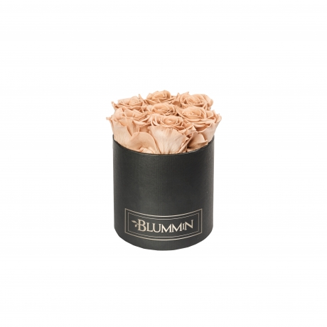 -20% SMALL BLACK BOX WITH CAPPUCCINO ROSES