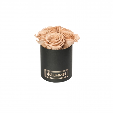 BLUMMIN MIDI BLACK BOX WITH CAPPUCCINO ROSES