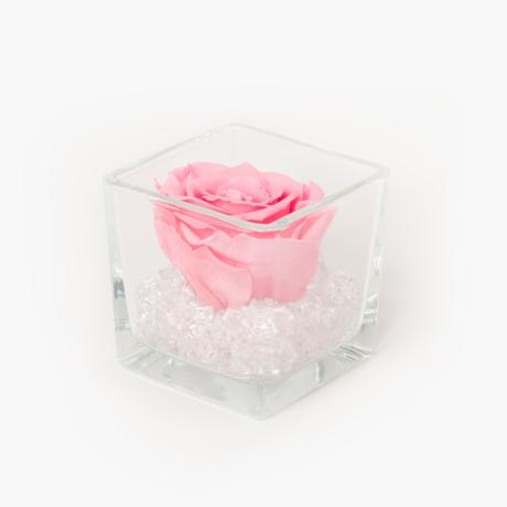 -20% Klaasist vaas 8x8 cm BABY PINK roosiga ja kristallidega S