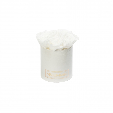 MIDI BLUMMiN - WHITE LEATHER BOX WITH WHITE ROSES