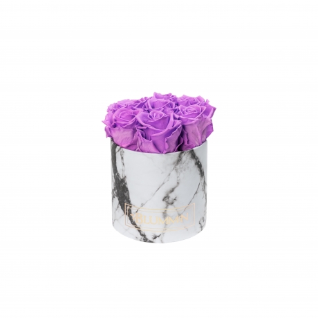 SMALL WHITE MARBLE BOX WITH VIOLET VAIN ROSES