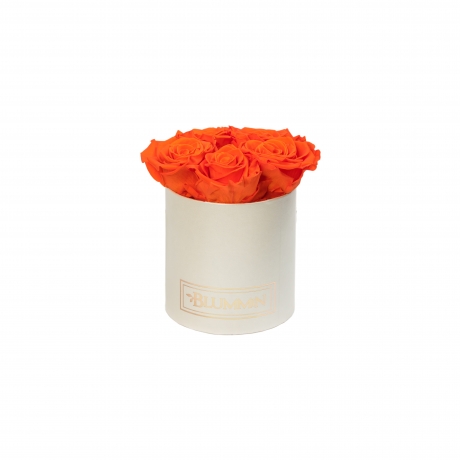 MIDI CREAMY BOX WITH ORANGE ROSES