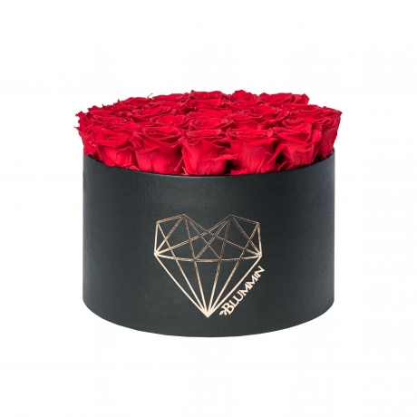 EXTRA LARGE LOVE BLACK BOX WITH VIBRANT RED ROSES
