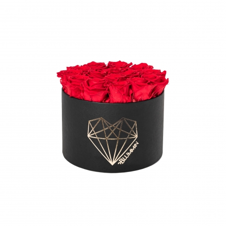 LARGE LOVE - BLACK BOX WITH VIBRANT RED ROSES