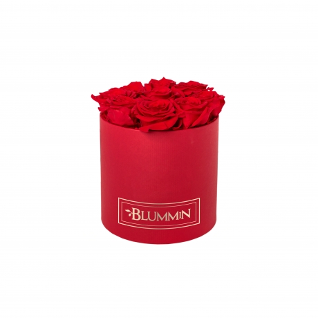 MEDIUM BLUMMIN RED BOX WITH VIBRANT RED ROSES