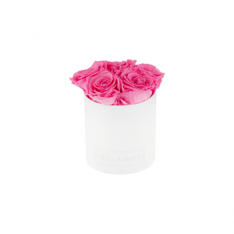 MIDI - WHITE VELVET BOX WITH BABY PINK ROSES