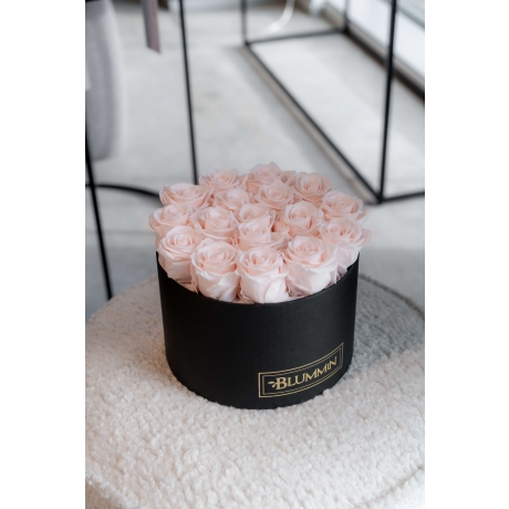 LARGE BLACK BOX WITH ICE PINK ROSES