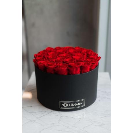 EXTRA LARGE BLUMMIN - BLACK BOX WITH VIBRANT RED ROSES