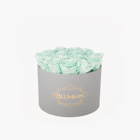 LARGE CLASSIC LIGHT GREY BOX WITH MINT ROSES