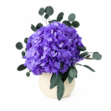PRESERVED PURPLE HYDRANGEA & EUKALYPTUS POPULUS