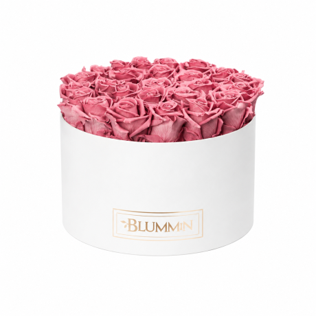 EXTRA LARGE BLUMMiN WHITE BOX WITH BRIDAL PINK ROSES