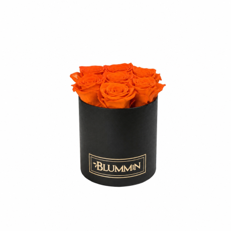 SMALL CREAMY BOX WITH ORANGE ROSES
