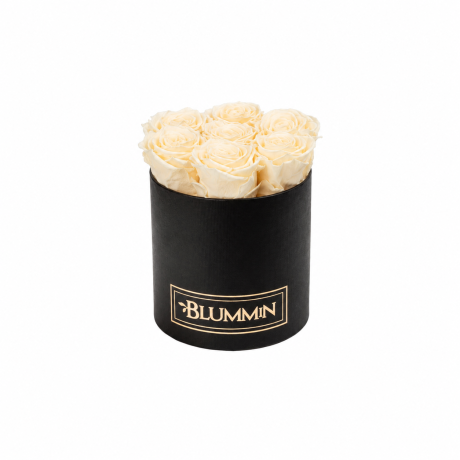 SMALL DARK GREY BOX WITH CHAMPAGNE ROSES