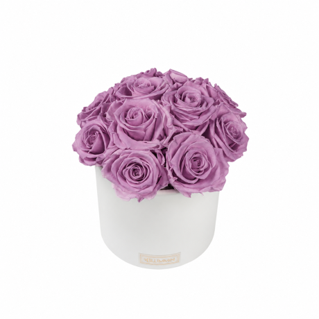 Kauasäilivad 11 lillat roosi valges keraamikas bukett (Lilac) 