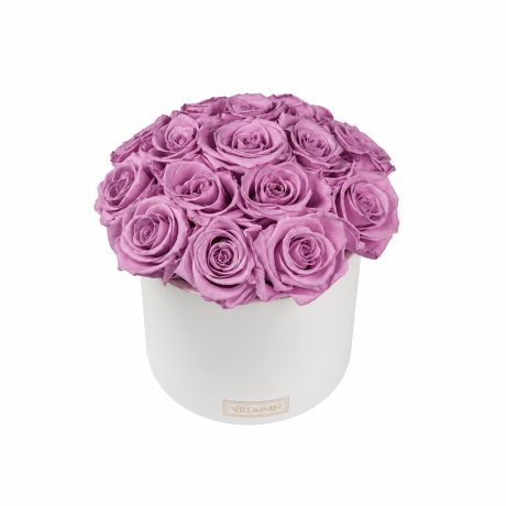 Kauasäilivad 15 lillat roosi valges keraamikas bukett (Lilac)