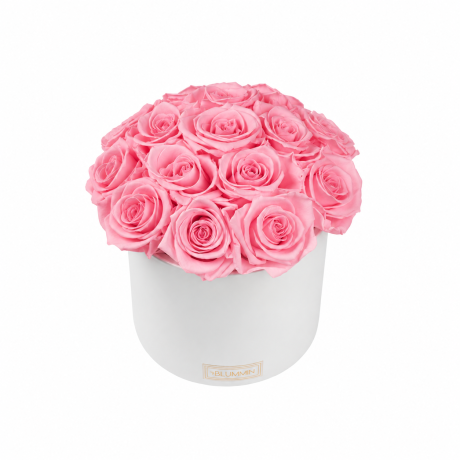 Kauasäilivad 15 roosat roosi valges keraamikas bukett (Bridal Pink)