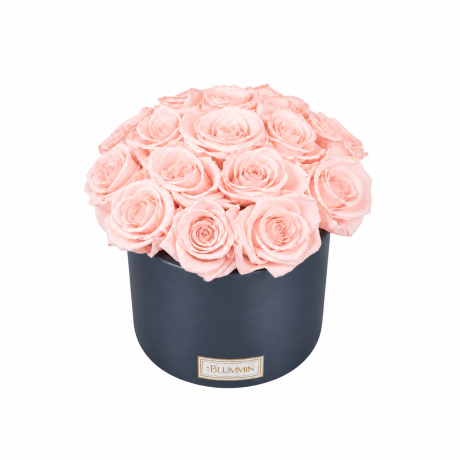 BOUQUET WITH 15 ROSES - WHITE CERAMIC POT WITH CHAMPAGNE ROSES