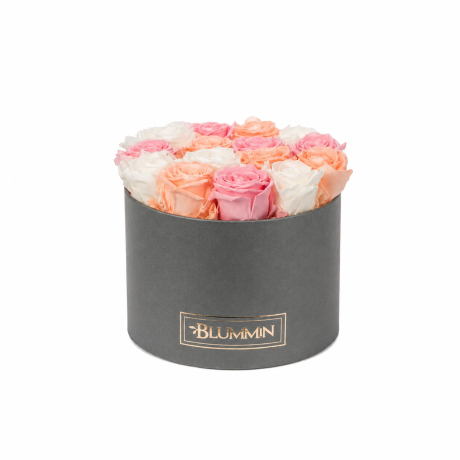 LARGE BLUMMIN - BLACK BOX WITH VIBRANT RED ROSES