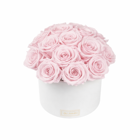 BUKETT 15 ROOSI - VALGE KERAAMIKA HELEROOSADE ROOSIDEGA