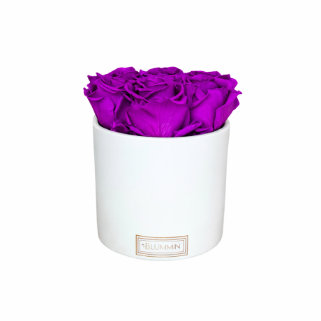 7 ROSES - WHITE CERAMIC WITH LILAC ROSES