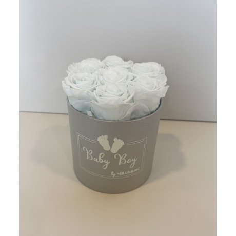 SMALL WHITE MARBLE BOX WITH VIOLET VAIN ROSES