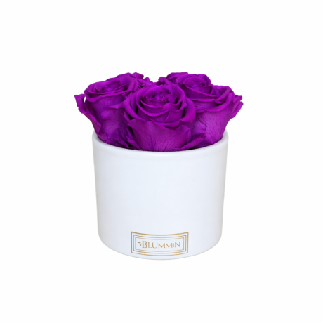 5 ROSES - WHITE CERAMIC WITH LILAC ROSES