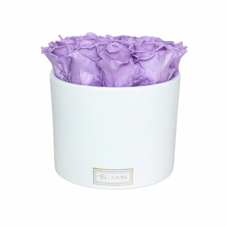 13 ROSES - WHITE CERAMIC WITH LILAC ROSES