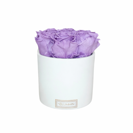 7 ROSES - WHITE CERAMIC WITH LILAC ROSES