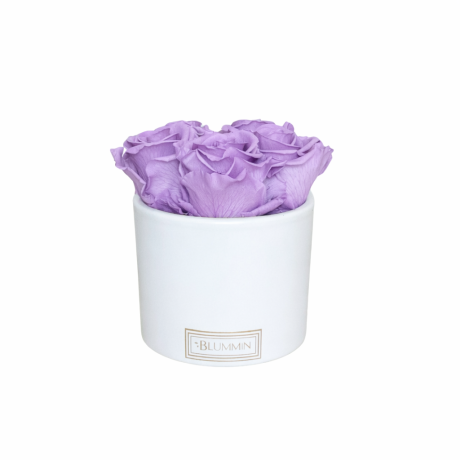 5 ROSES - WHITE CERAMIC WITH LILAC ROSES