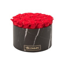 EXTRA LARGE BLUMMIN BLACK MARMOR BOX WITH VIBRANT RED ROSES