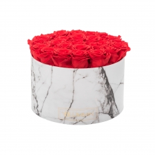 XL MARBLE COLLECTION - white BOX WITH VIBRANT RED ROSES