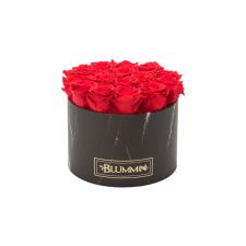 LARGE BLACK MARMOR BOX WITH VIBRANT RED ROSES