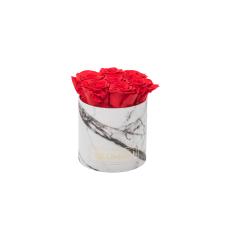 SMALL MARBLE COLLECTION - white BOX WITH VIBRANT RED ROSES