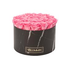 XL MARBLE COLLECTION - BLACK BOX WITH BABY PINK ROSES