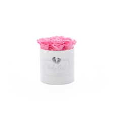BABY GIRL - WHITE VELVET BOX WITH 7 BABY PINK ROSES