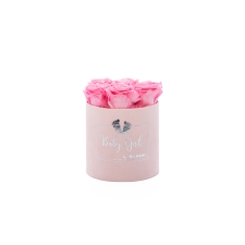 BABY GIRL - LIGHT PINK VELVET BOX WITH 7 BABY PINK ROSES