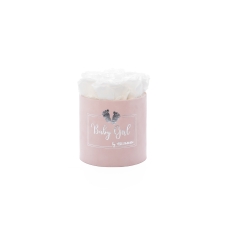 BABY GIRL - LIGHT PINK VELVET BOX WITH  7 WHITE ROSES