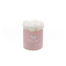 BABY GIRL - LIGHT PINK BOX WITH 7 WHITE ROSES 