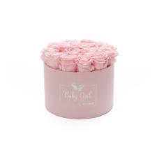 BABY GIRL - LIGHT PINK BOX WITH 15 BRIDAL PINK ROSES 