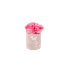 BABY GIRL - LIGHT PINK VELVET BOX WITH 3 BABY PINK ROSES