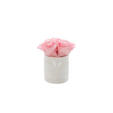 BABY GIRL - WHITE  BOX WITH 3 BRIDAL PINK ROSES